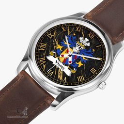 ScotsTee Shop Welsh Young Bishop of St. Davids Coat of Arms Family Crest Wales Watch Leather Strap Classic Quartz Watch