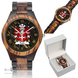 ScotsTee Shop Welsh Beake of Caernarfon Coat of Arms Family Crest Wales Indian Ebony Wooden Watch