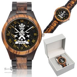 ScotsTee Shop Welsh Bulkeley of Anglesey Coat of Arms Family Crest Wales Indian Ebony Wooden Watch