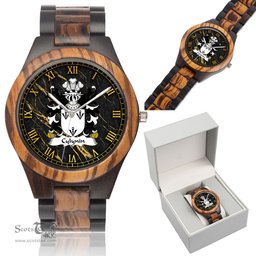 ScotsTee Shop Welsh Cylynin of Powys Coat of Arms Family Crest Wales Indian Ebony Wooden Watch