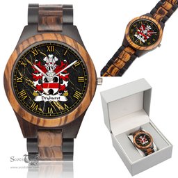 ScotsTee Shop Welsh Dryhurst of Denbighshire Coat of Arms Family Crest Wales Indian Ebony Wooden Watch