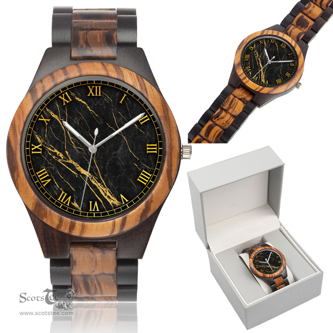 ScotsTee Shop Welsh Hector GADARN The Strong Coat of Arms Family Crest Wales Indian Ebony Wooden Watch