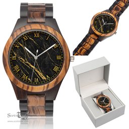 ScotsTee Shop Welsh Hector GADARN The Strong Coat of Arms Family Crest Wales Indian Ebony Wooden Watch