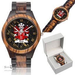 ScotsTee Shop Welsh Rhys AP DAFYDD Coat of Arms Family Crest Wales Indian Ebony Wooden Watch