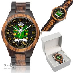 ScotsTee Shop Welsh Roydon of Is Coed Denbighshire Coat of Arms Family Crest Wales Indian Ebony Wooden Watch