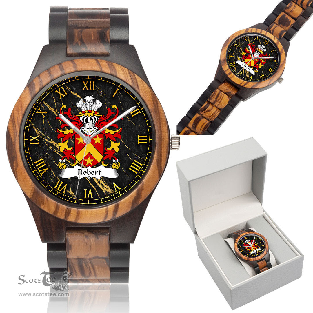 ScotsTee Shop Welsh Robert AP GRUFFUDD Coat of Arms Family Crest Wales Indian Ebony Wooden Watch
