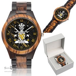 ScotsTee Shop Welsh Meurig King of Gwent Coat of Arms Family Crest Wales Indian Ebony Wooden Watch