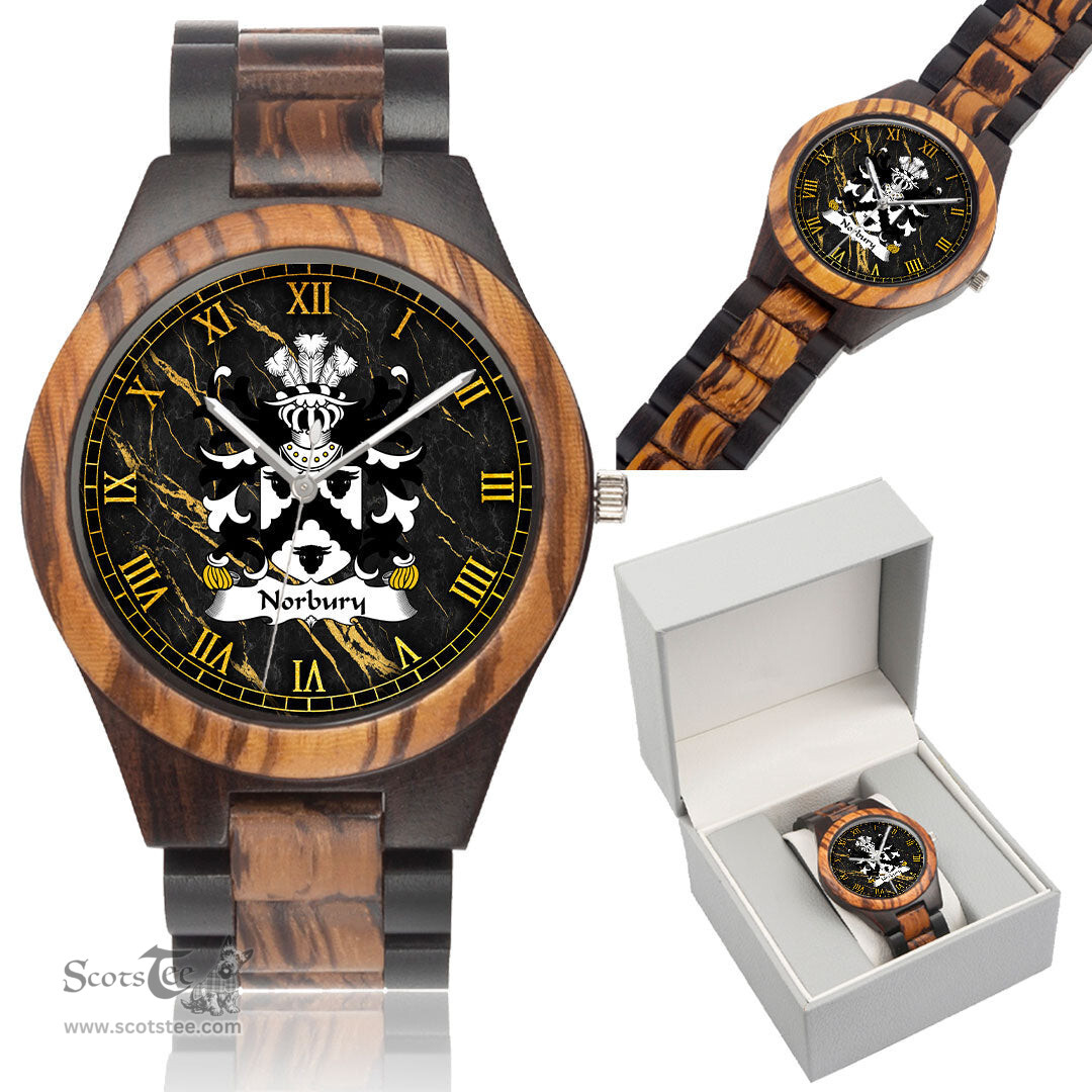 ScotsTee Shop Welsh Norbury of Flint Branch of Bulkeley Coat of Arms Family Crest Wales Indian Ebony Wooden Watch
