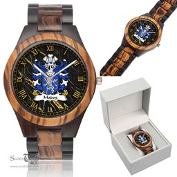 ScotsTee Shop Welsh Madog AP LLYWELYN AP GRIFFRI or Madock Coat of Arms Family Crest Wales Indian Ebony Wooden Watch