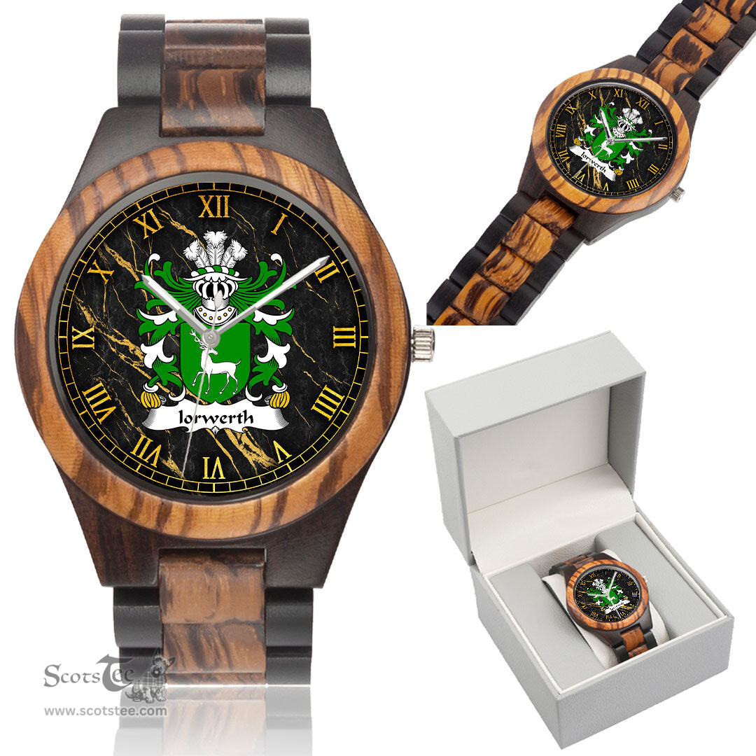 ScotsTee Shop Welsh Iorwerth AP DAFYDD Coat of Arms Family Crest Wales Indian Ebony Wooden Watch