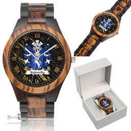 ScotsTee Shop Welsh Kydwelly Sir Morgan Chancellor of Glamorgan Coat of Arms Family Crest Wales Indian Ebony Wooden Watch