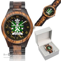 ScotsTee Shop Welsh Vaughan of Cardiganshire Coat of Arms Family Crest Wales Indian Ebony Wooden Watch