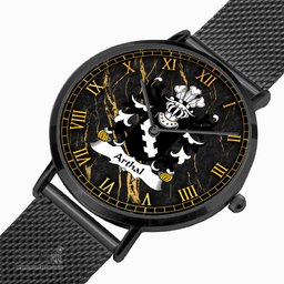 ScotsTee Shop Welsh Arthal or Arthgal Coat of Arms Family Crest Wales Watch Ultra-thin Stainless Steel Quartz Watch