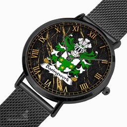 ScotsTee Shop Welsh Basingwerk Abbey Flint Coat of Arms Family Crest Wales Watch Ultra-thin Stainless Steel Quartz Watch