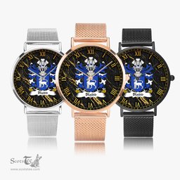 ScotsTee Shop Welsh Blaidd Y Blaidd Rhudd or Gest Coat of Arms Family Crest Wales Watch Ultra-thin Stainless Steel Quartz Watch