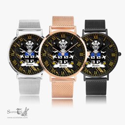 ScotsTee Shop Welsh Beven or Bevan Coat of Arms Family Crest Wales Watch Ultra-thin Stainless Steel Quartz Watch