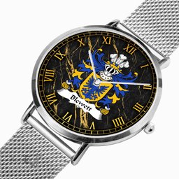 ScotsTee Shop Welsh Blewett Lords of Raglan Coat of Arms Family Crest Wales Watch Ultra-thin Stainless Steel Quartz Watch