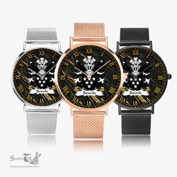 ScotsTee Shop Welsh Bonvile of Glamorgan Coat of Arms Family Crest Wales Watch Ultra-thin Stainless Steel Quartz Watch