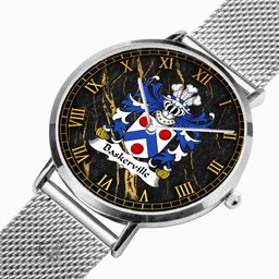 ScotsTee Shop Welsh Baskerville of Eardisley Herefordshire Coat of Arms Family Crest Wales Watch Ultra-thin Stainless Steel Quartz Watch