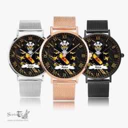 ScotsTee Shop Welsh Adda of Mochnant Coat of Arms Family Crest Wales Watch Ultra-thin Stainless Steel Quartz Watch