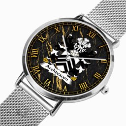 ScotsTee Shop Welsh Archdeacon Coat of Arms Family Crest Wales Watch Ultra-thin Stainless Steel Quartz Watch