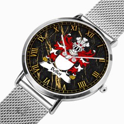 ScotsTee Shop Welsh Bellot Burton Denbighshire Coat of Arms Family Crest Wales Watch Ultra-thin Stainless Steel Quartz Watch