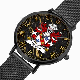 ScotsTee Shop Welsh Boulton of Pembrokeshire Coat of Arms Family Crest Wales Watch Ultra-thin Stainless Steel Quartz Watch