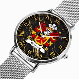 ScotsTee Shop Welsh Brereley or Brierley Coat of Arms Family Crest Wales Watch Ultra-thin Stainless Steel Quartz Watch