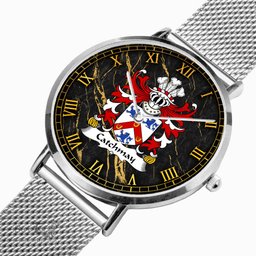 ScotsTee Shop Welsh Catchmay of Monmouthshire Coat of Arms Family Crest Wales Watch Ultra-thin Stainless Steel Quartz Watch