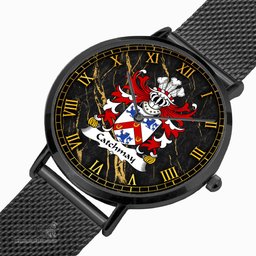 ScotsTee Shop Welsh Catchmay of Monmouthshire Coat of Arms Family Crest Wales Watch Ultra-thin Stainless Steel Quartz Watch