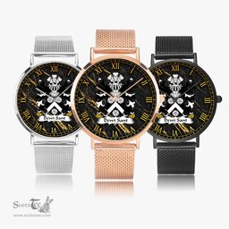 ScotsTee Shop Welsh Dewi Sant Saint David Coat of Arms Family Crest Wales Watch Ultra-thin Stainless Steel Quartz Watch