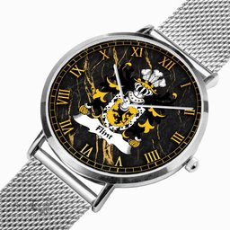 ScotsTee Shop Welsh Flint lord of Coat of Arms Family Crest Wales Watch Ultra-thin Stainless Steel Quartz Watch