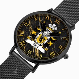 ScotsTee Shop Welsh Flint lord of Coat of Arms Family Crest Wales Watch Ultra-thin Stainless Steel Quartz Watch