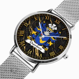 ScotsTee Shop Welsh Chambers of Denbighshire Coat of Arms Family Crest Wales Watch Ultra-thin Stainless Steel Quartz Watch
