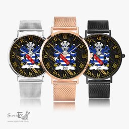 ScotsTee Shop Welsh Don or Donne of Utkington Cheshire Coat of Arms Family Crest Wales Watch Ultra-thin Stainless Steel Quartz Watch