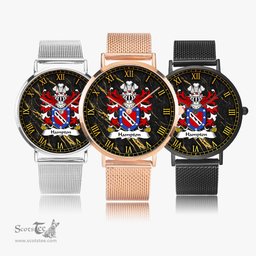 ScotsTee Shop Welsh Hampton mayor of Beaumaris Anglesey Coat of Arms Family Crest Wales Watch Ultra-thin Stainless Steel Quartz Watch