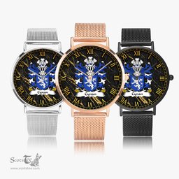 ScotsTee Shop Welsh Cynan AB ELFYW Father of Marchudd Coat of Arms Family Crest Wales Watch Ultra-thin Stainless Steel Quartz Watch