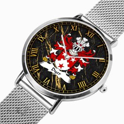 ScotsTee Shop Welsh Dyer of Haverfordwest Carmarthenshire Coat of Arms Family Crest Wales Watch Ultra-thin Stainless Steel Quartz Watch