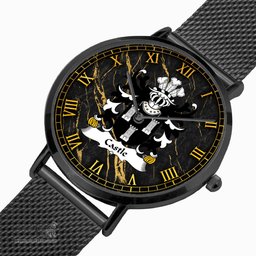 ScotsTee Shop Welsh Castle Pembrokeshire Coat of Arms Family Crest Wales Watch Ultra-thin Stainless Steel Quartz Watch