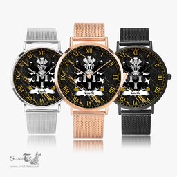 ScotsTee Shop Welsh Castle Pembrokeshire Coat of Arms Family Crest Wales Watch Ultra-thin Stainless Steel Quartz Watch