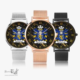 ScotsTee Shop Welsh Fitzhamon conquered Glamorgan Coat of Arms Family Crest Wales Watch Ultra-thin Stainless Steel Quartz Watch