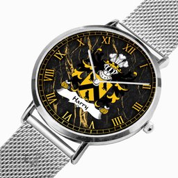 ScotsTee Shop Welsh Harry AP THOMAS Coat of Arms Family Crest Wales Watch Ultra-thin Stainless Steel Quartz Watch