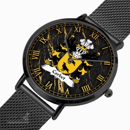 ScotsTee Shop Welsh Corbet of Cawrse Montgomeryshire Coat of Arms Family Crest Wales Watch Ultra-thin Stainless Steel Quartz Watch