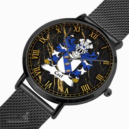 ScotsTee Shop Welsh Coel or Coilus self declared King of Britain Coat of Arms Family Crest Wales Watch Ultra-thin Stainless Steel Quartz Watch