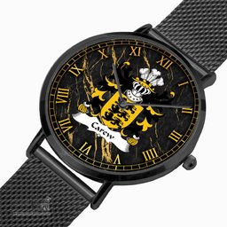 ScotsTee Shop Welsh Carew of Pembrokeshire Coat of Arms Family Crest Wales Watch Ultra-thin Stainless Steel Quartz Watch