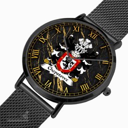 ScotsTee Shop Welsh Chepstowe Monmouthshire Coat of Arms Family Crest Wales Watch Ultra-thin Stainless Steel Quartz Watch