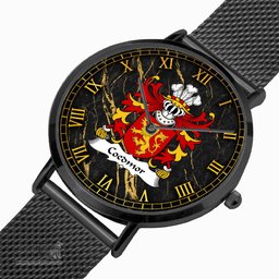 ScotsTee Shop Welsh Coedmor Baron of Cardiganshire Coat of Arms Family Crest Wales Watch Ultra-thin Stainless Steel Quartz Watch