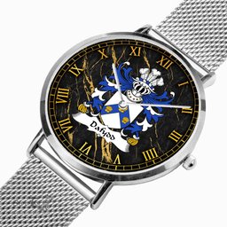 ScotsTee Shop Welsh Dafydd AP CARADOG Coat of Arms Family Crest Wales Watch Ultra-thin Stainless Steel Quartz Watch