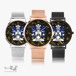 ScotsTee Shop Welsh Dafydd AP CARADOG Coat of Arms Family Crest Wales Watch Ultra-thin Stainless Steel Quartz Watch