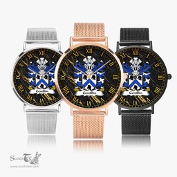 ScotsTee Shop Welsh Genillin FARCHOG Caernarfonshire Coat of Arms Family Crest Wales Watch Ultra-thin Stainless Steel Quartz Watch